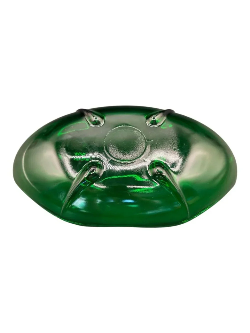Vintage Anchor Hocking Green Glass Bowl Scalloped MCM Style